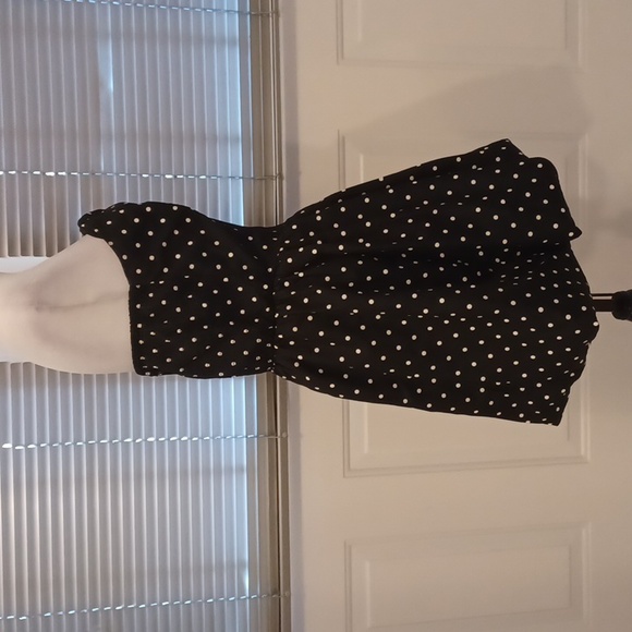 4/$60  Black & White Polka Dot Puffy Strapless Dress - size 9 - Picture 3 of 6